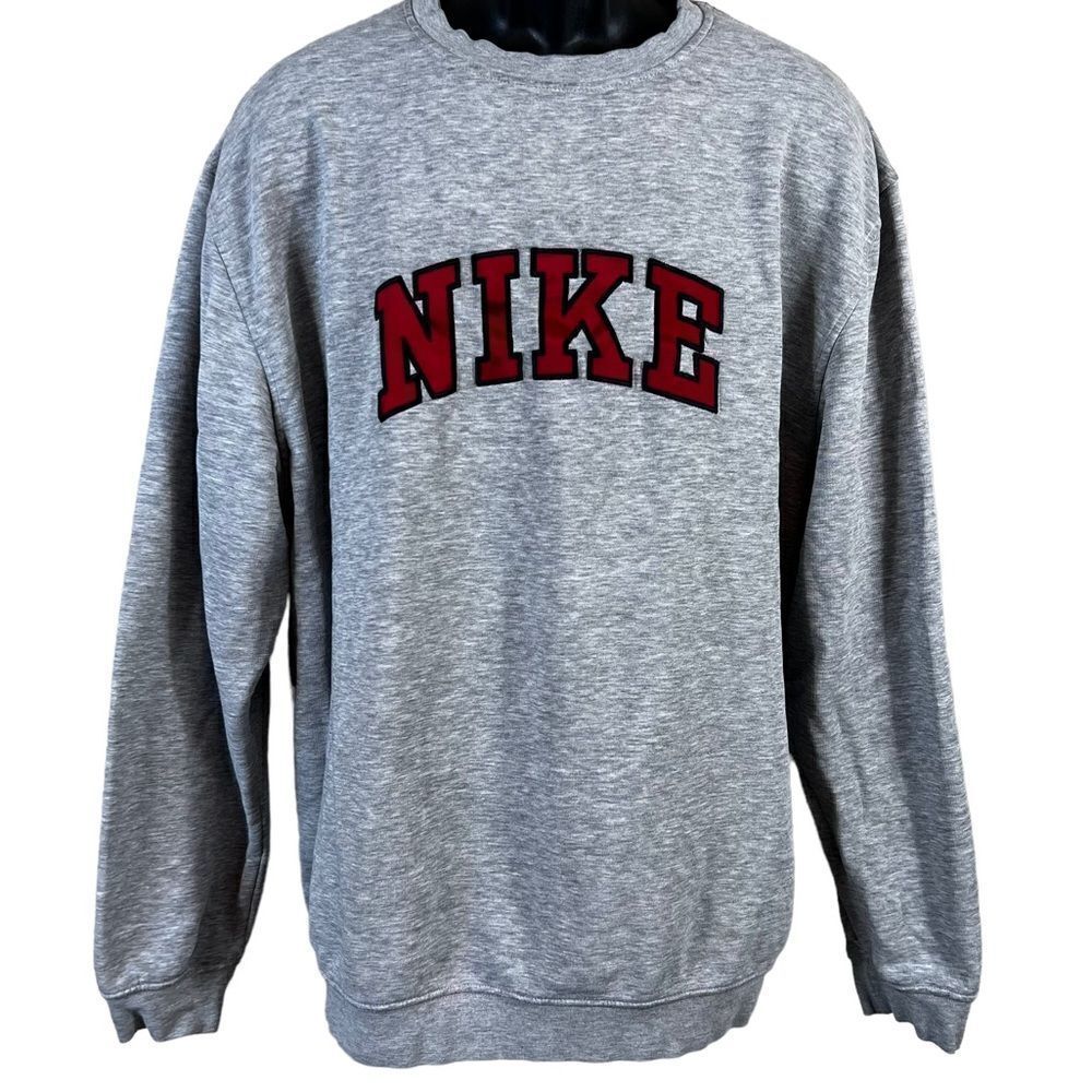 Vintage Early 00s Nike Grey Embroidered Spell Out Sweatshirt